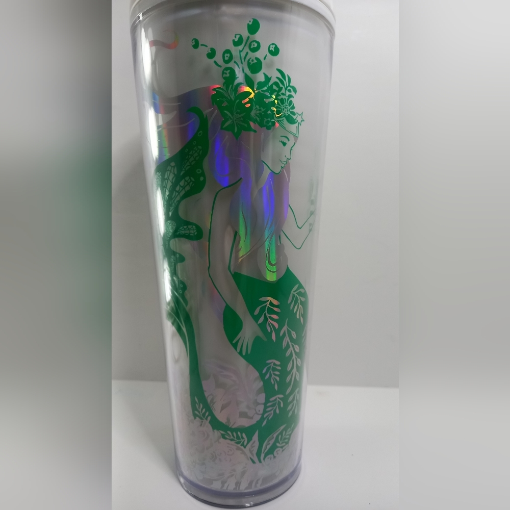 Starbucks Holiday Mint Pearl Cold Cup Tumbler 24oz Green White Mermaid - Picture 6 of 9